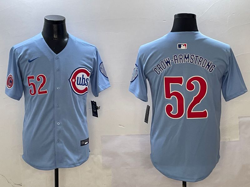 Men Chicago Cubs #52 Grow-Armstrong Light Blue Throwback Fashion 2025 Nike MLB Jersey style 6->chicago white sox->MLB Jersey